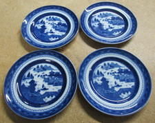 4 MOTTAHEDEH PORTUGAL PORCELAIN BLUE CANTON VISTA ALEGRE BREAD PLATES  MINT picture