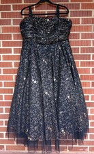 TORRID BETSEY JOHNSON GOTH PIN UP BLACK GOLD STRAPLESS TULLE TEA DRESS 18 picture