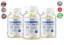 3 x Raw Probiotics 100 Billion CFU Potency Digestive Immune Health 360 Capsules picture
