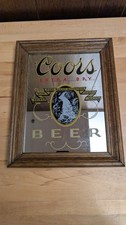 Coors Extra Dry Beer Mirror Bar Sign Wood Framed Rocky Mountain VTG 14”x11” picture