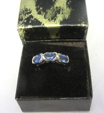VTG ROSS SIMONS Sterling Silver Ring w/ Blue Stones in Box picture