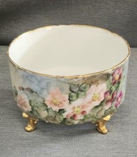 Antique Limoges D&C 19th Century Porcelain Footed Lg Bowl Floral Rose XLNT COND picture