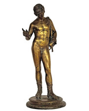 19TH C GRAND TOUR GILT BRONZE NARCISSUS OF POMPEII BACCHUS FIGURE 37CM picture