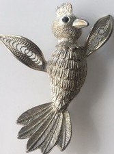 Vintage Bird Brooch Pin. Very detailed, Silver/Gold Toned, Signed JJ. picture