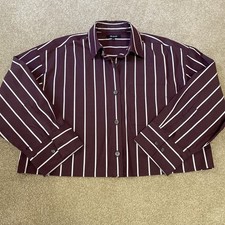 MADEWELL Women’s Crop Button Up-Plum/White Stripe- Size Small picture