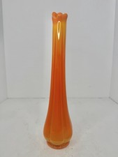 VINTAGE MCM L.E. SMITH 11” BITTERSWEET  PETAL SWUNG VASE AMAZING YELLOW COLOR picture