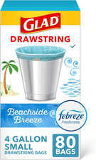 Glad Small Trash Bags 4 Gallon, Febreze Beachside Breeze Garbage Bags, Odor Resi picture