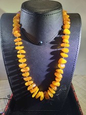 Vintage 1930s-1940s Natural Amber Nugget Bead Necklace 63g Honey Orange Baltic S picture
