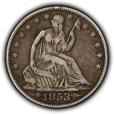 1853 50c Seated Liberty Silver Half Dollar - Arrows & Rays - SKU-Y6837 picture