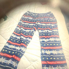 Hanna Andersson Women's Pajama Pants M Blue Fair Isle Christmas Drawstring picture