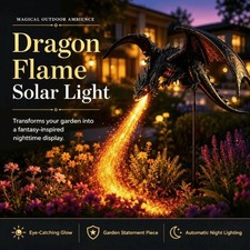 Solar Dragon Fire Garden Light Resin Dragon Outdoor Yard Lawn Halloween Decor picture