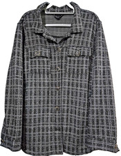 Torrid Women's Size 3 Black White Plaid Shacket Button Front Jacket 22 24 picture