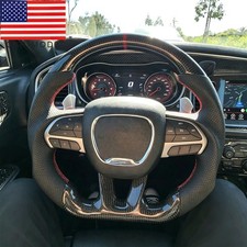 Real Carbon Fiber Steering Wheel For 2015-2024 Dodge Challenger Charger SRT picture