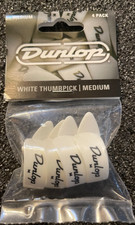 Dunlop White Thumbpicks Guitar Picks Pack of 4 Size Medium 9002P Med NEW picture