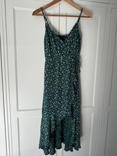 Abercrombie women’s green Floral Ruffle wrap summer Dress high low size LP NWT picture