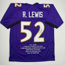 Autographed/Signed Ray Lewis Baltimore Purple Stat Jersey Beckett COA picture
