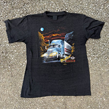Vintage 1980s 3D Emblem Night Hauler Ontario Truckers only T-Shirt picture