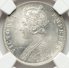 1889 Queen Victoria India Great Britain British East Company Silver Coin NGC UNC picture