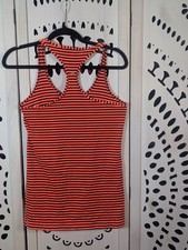 Lululemon Orange Black Racerback Athletic Striped Stretch Tank Top Size Small picture