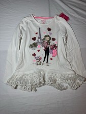 Girls Long Sleeve Shirt Size 5/6 Sequin Hearts Eiffel Tower NWT picture
