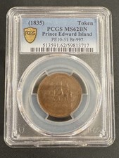 1835 Prince Edward Island 1/2 Penny Token Canada PCGS MS62BN PE-10-31 Br-997 picture