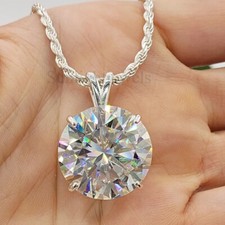RARE 7.50 Ct Certified Off White Treated Diamond Solitaire Pendant in 925 Silver picture