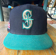 New Era 59FIFTY Seattle Mariners MLB Fitted Cap Black/Green Size 7 1/4 picture