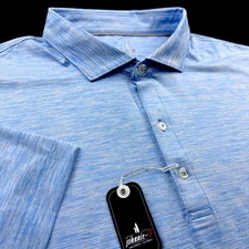 Johnnie O Featherweight Space Dye Performance Polo Shirt Blue Medium $110 picture