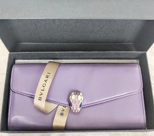 Auth BVLGARI Serpenti Forever Continental Flap Wallet Leather Lavender Box COA picture