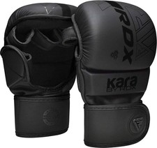 RDX MMA Gloves Sparring Grappling, Hybrid Open Palm Small-Medium, Black picture