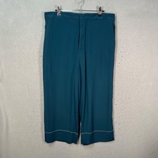 Marni Teal Wide-Leg Cropped Pants Silk Blend Womens Size Large picture