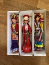 Lot of 3 Chinese Ethnic Nationality Dolls in Traditional Dress picture