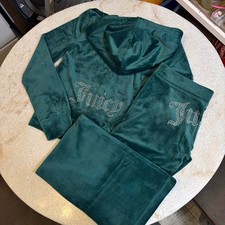 Juicy Couture y2k Rain Forest velour rhinestone bling tracksuit Size Small New picture