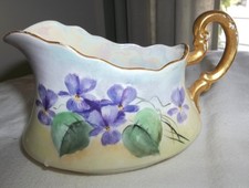 Antique O&E.G. Royal Austria Hand Painted Purple VIOLETS Porcelain Creamer picture