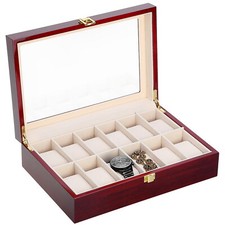 6/10/12 Slot Watch Box Display Case Organizer Jewelry Storage Wooden Xmas Gift picture