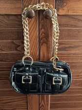 Vintage D&G 2K Shoulder Bag Black Glossy Leather 2000 Edgy Grunge RARE 90s picture