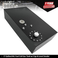 Black 17 Gallon/64L Fuel Cell Gas Tank w/ Cap & Level Sender Street Rod Aluminum picture