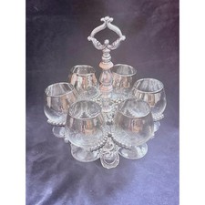 Vintage MCM Silver Fade Snifter Set with Ornate Caddy 1960s Hollywood Regency picture