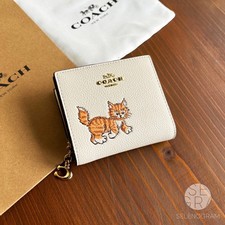 COACH Snap Wallet & Card holder With Dancing Kitten Cat CC472 Outlet New picture