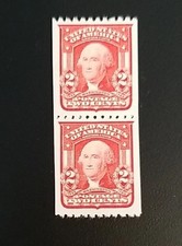 US Scott #321 1908 2c Washington Type I Coil Stamp Replica Pair picture