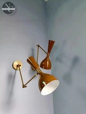 Metal Wall Sconce Mid Century 1950's Italian Light Brass Beautiful Stilnovo Lamp picture