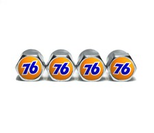 Vintage 76 Gas Logo Tire Valve Caps - Chrome Coated - Set of Four - Universal picture
