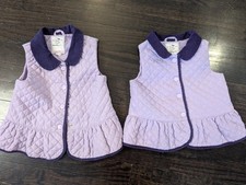 Gymboree Girls Matching Purple Button Down Vest Size 2T and 18M picture