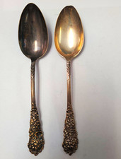 .Antique Sterling Silver Serving Spoons Pair 8