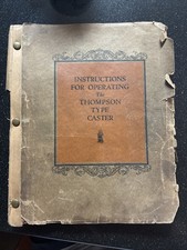 1925 Instructions For Operating The Thompson Type Caster Manual Estate Rare picture
