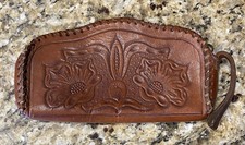Vtg Hand Tool Leather Clutch Wallet Floral Western Boho Pouch Purse Retro-READ picture