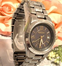 AUREOLE Men's Solar Wristwatch Date Dark Gray Dial Roman Numerals picture