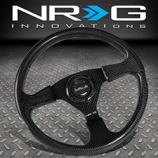 NRG INNOVATIONS 350MM FLAT DISH 6-HOLE CARBON FIBER 3-SPOKE STEERING WHEEL BLACK picture