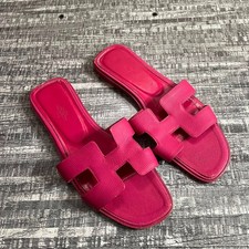 HERMÈS ORAN PINK EPSOM LEATHER SANDALS SIZE EU 38 / US WOMEN 8 picture