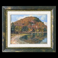 1937 Ethel M Dana Oil Painting Bear Mountain Maine October Landscape Framed picture